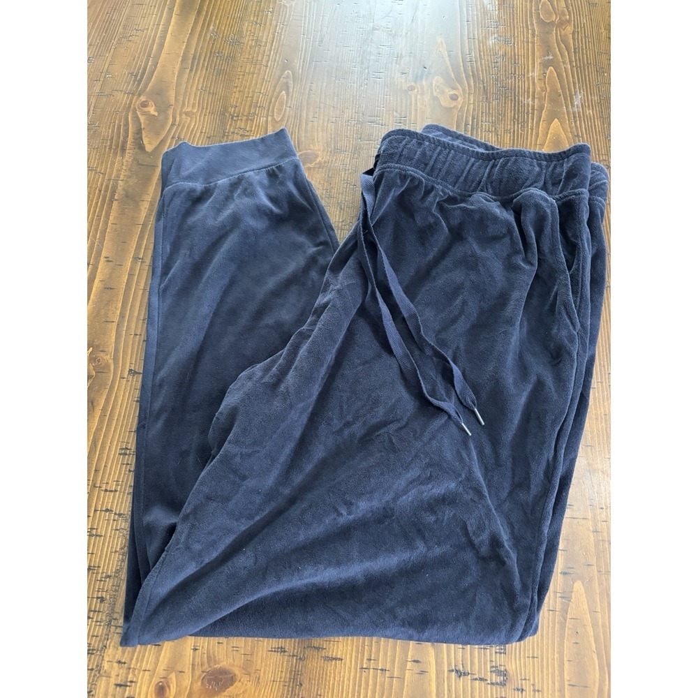 Cuddl Duds Velour Lounge Pants L Blue Plush Cozy Casual Athleisure Comfy